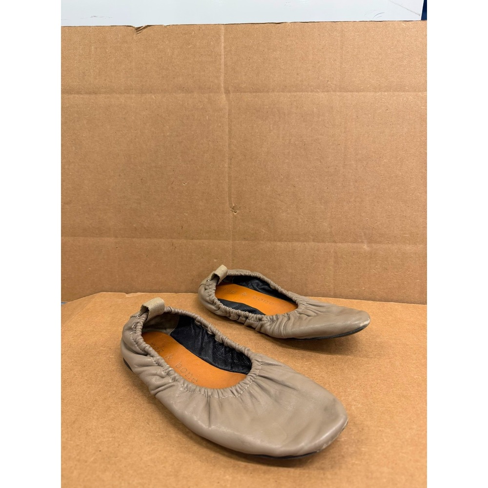 Rag & Bone Leather Slip On Elly Ballet Flats Warm Gray Womens Size 37 EU